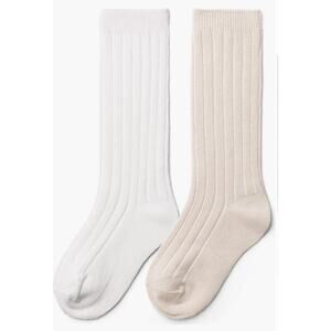 Goumi 2pk knee high socks white & beige NWT Large 6-8